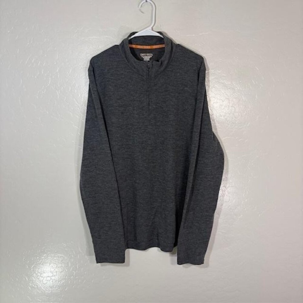 Omni-Wool Pullover Mens 2XL Gray 1/4 Zip Long Sleeve Wool Blend Top Athletic